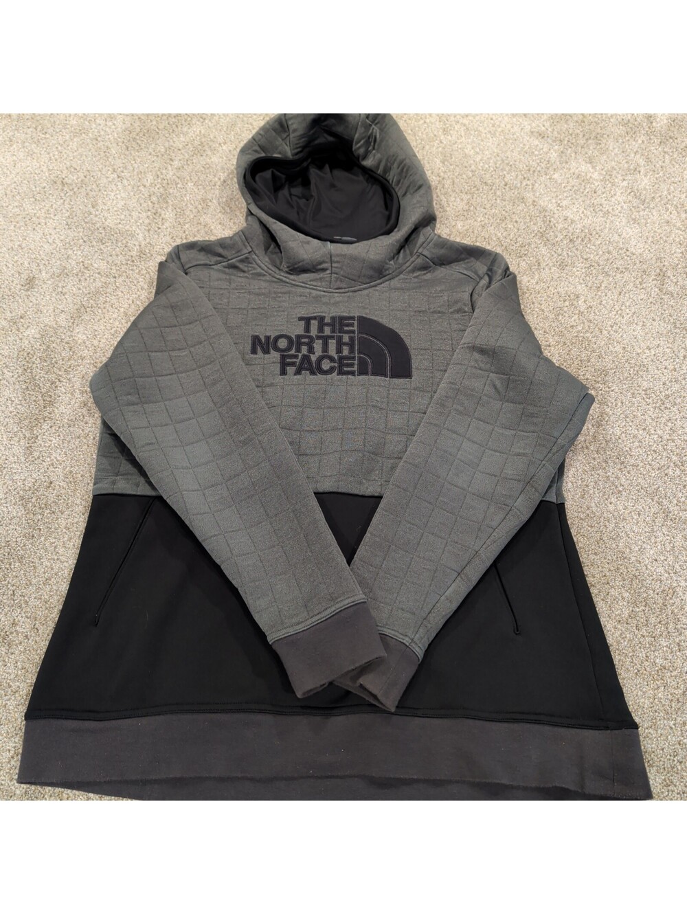 The North Face Women's Quilted Hoodie Sweatshirt XL Gray and Black